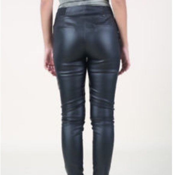 SMALL Black VEGAN LEATHER Skinny Pants BP67 - Picture 3 of 5